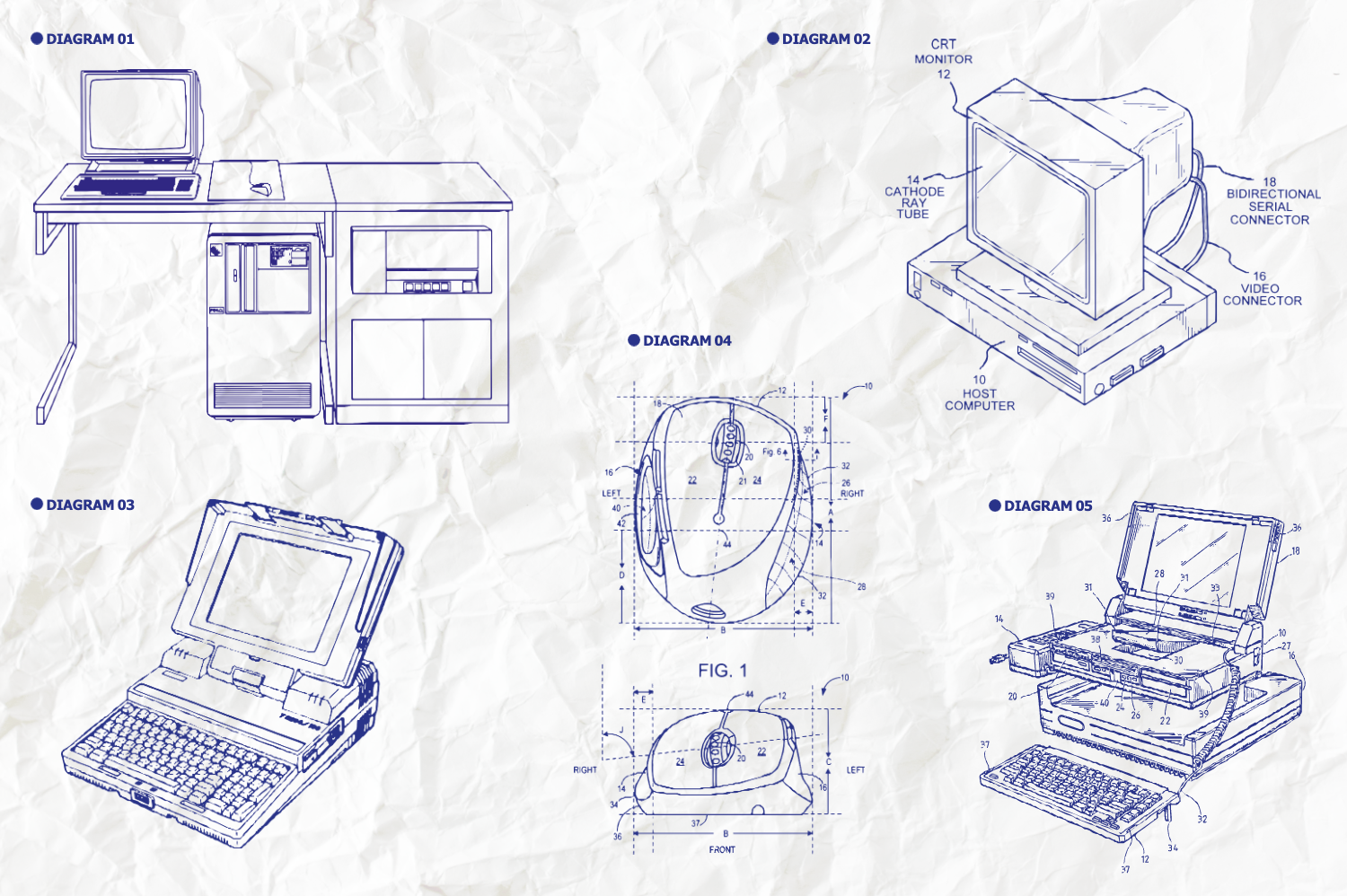 624 复古办公室电话传真机打字机投影仪主题矢量插画 Retro Diagrams – The Office Edition