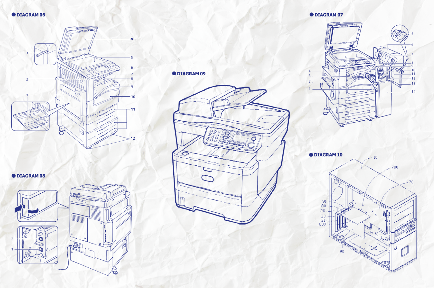 624 复古办公室电话传真机打字机投影仪主题矢量插画 Retro Diagrams – The Office Edition