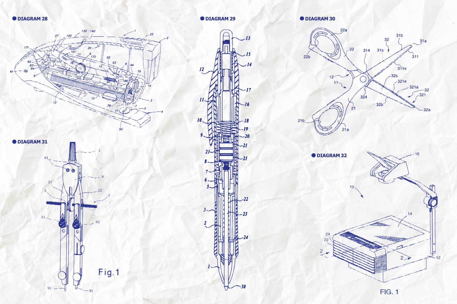 624 复古办公室电话传真机打字机投影仪主题矢量插画 Retro Diagrams – The Office Edition