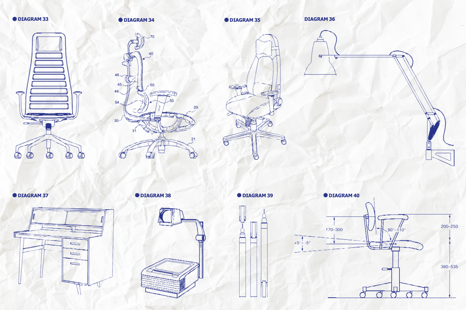 624 复古办公室电话传真机打字机投影仪主题矢量插画 Retro Diagrams – The Office Edition