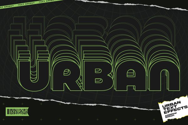 641 潮流城市风海报标题徽标Logo设计PS样式模板素材 Urban Text Effects