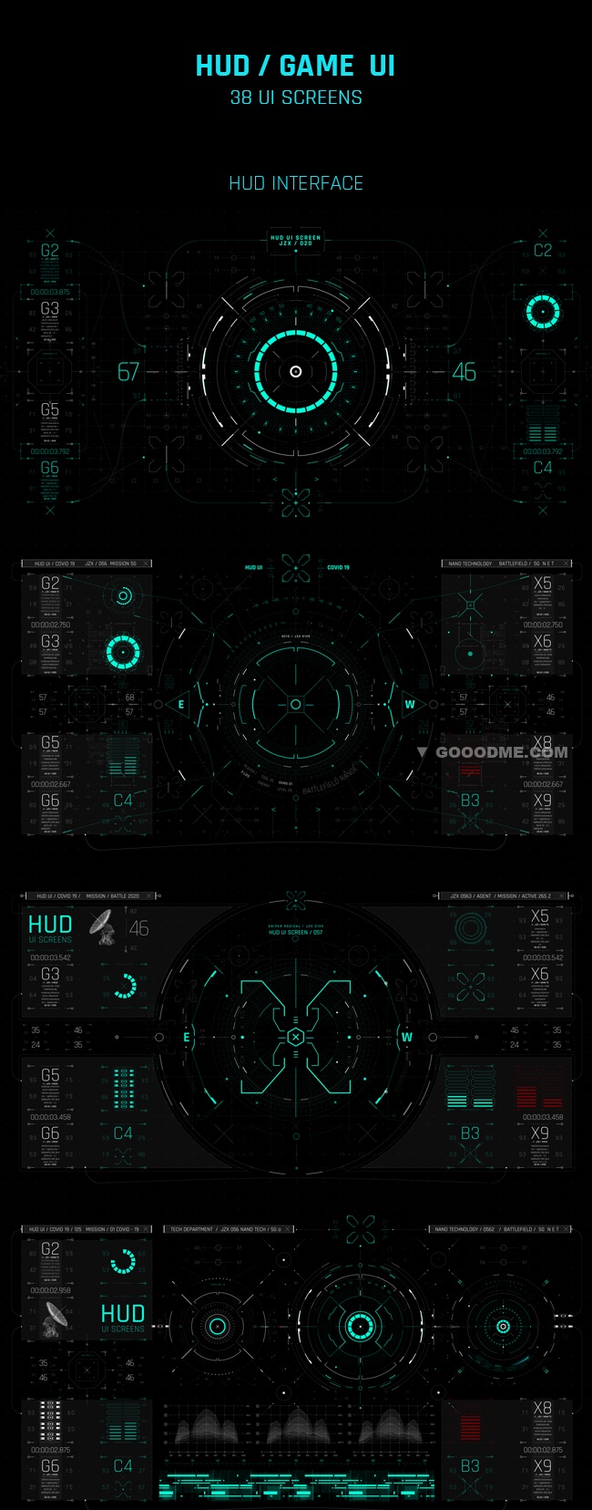 400+高科技感科幻电影游戏UI界面屏幕HUD动画元素 -第1507期-