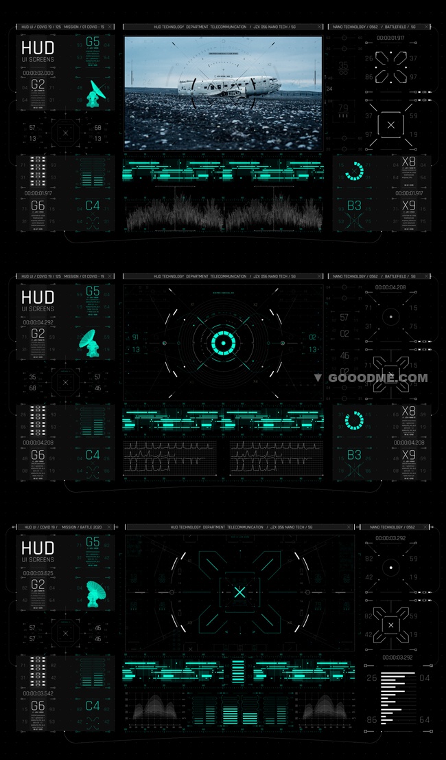 400+高科技感科幻电影游戏UI界面屏幕HUD动画元素 -第1507期-