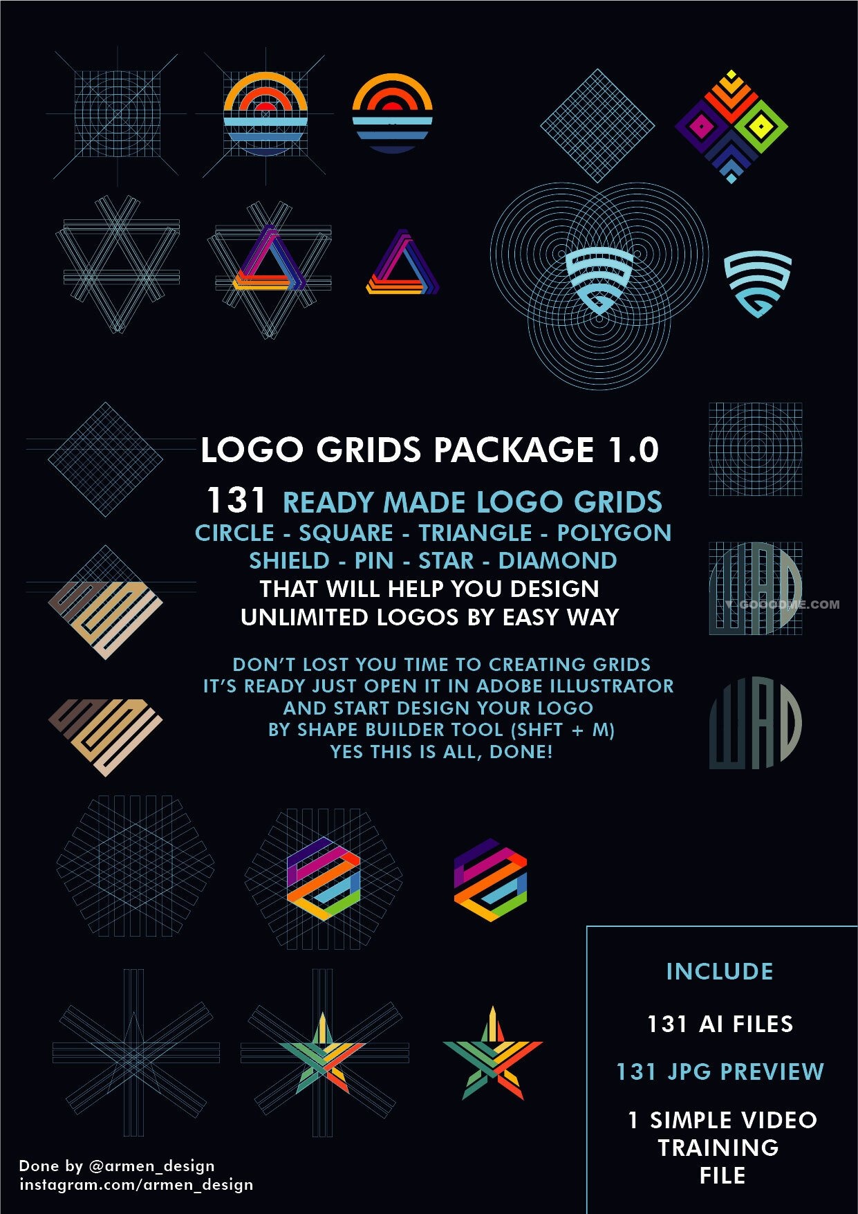 几何图形LOGO设计网格快速生成模板Logo grids package v 1.0 -第1533期-