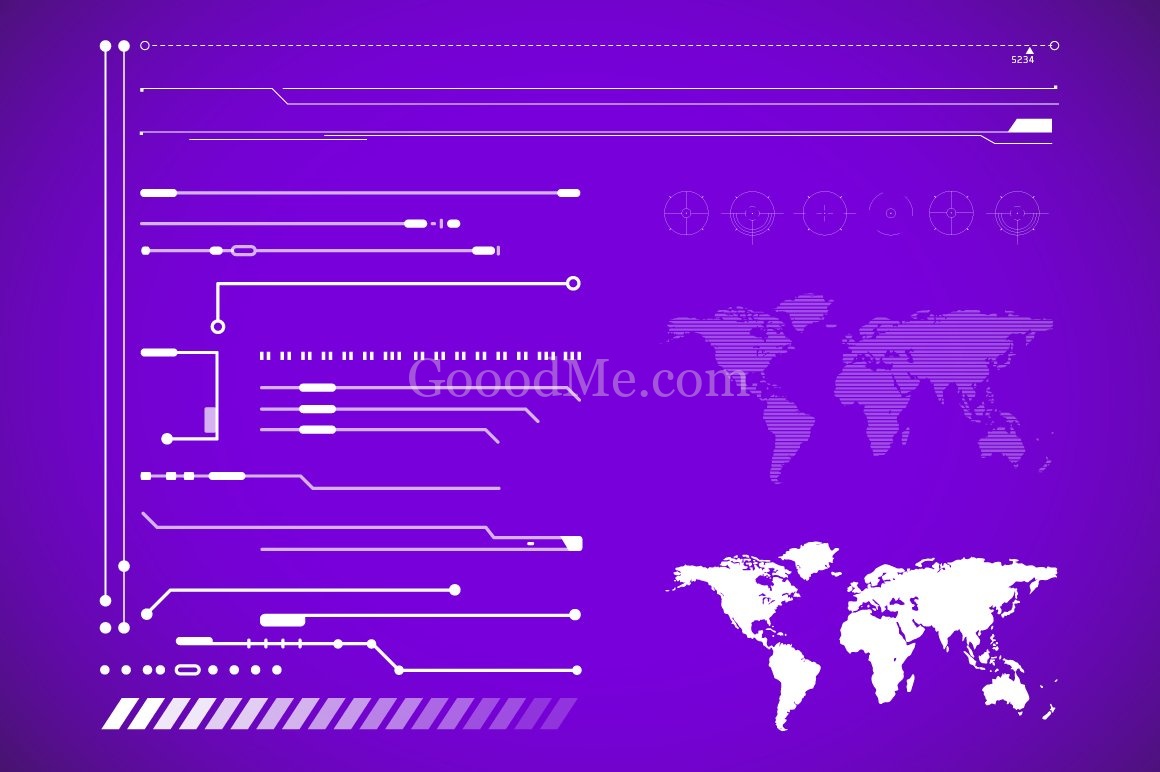 炫酷赛博HUD界面矢量元素设计套件HUD interface elements-1440期-