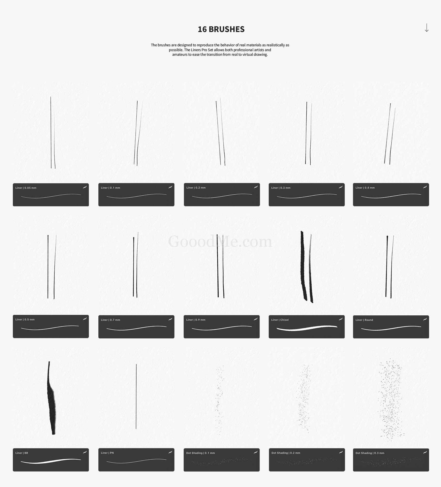 653 专业勾线Procreate笔刷16款Liners Pro Set for Procreate