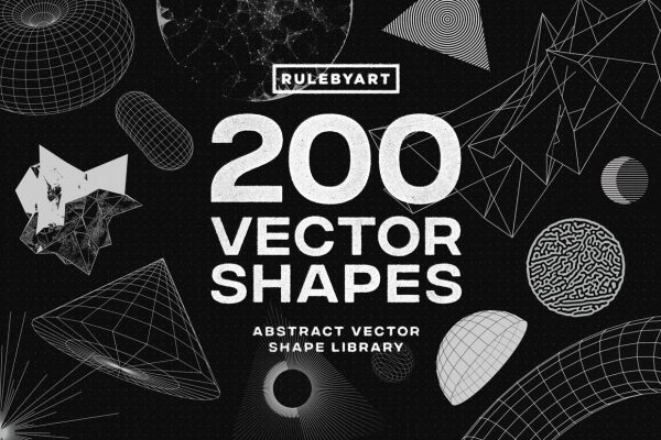 200款潮流抽象几何形状矢量艺术装饰图形设计套件200 Vector Shapes-1429-