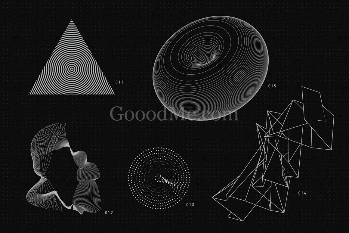 200款潮流抽象几何形状矢量艺术装饰图形设计套件200 Vector Shapes-1429-