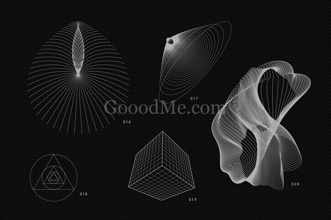 200款潮流抽象几何形状矢量艺术装饰图形设计套件200 Vector Shapes-1429-