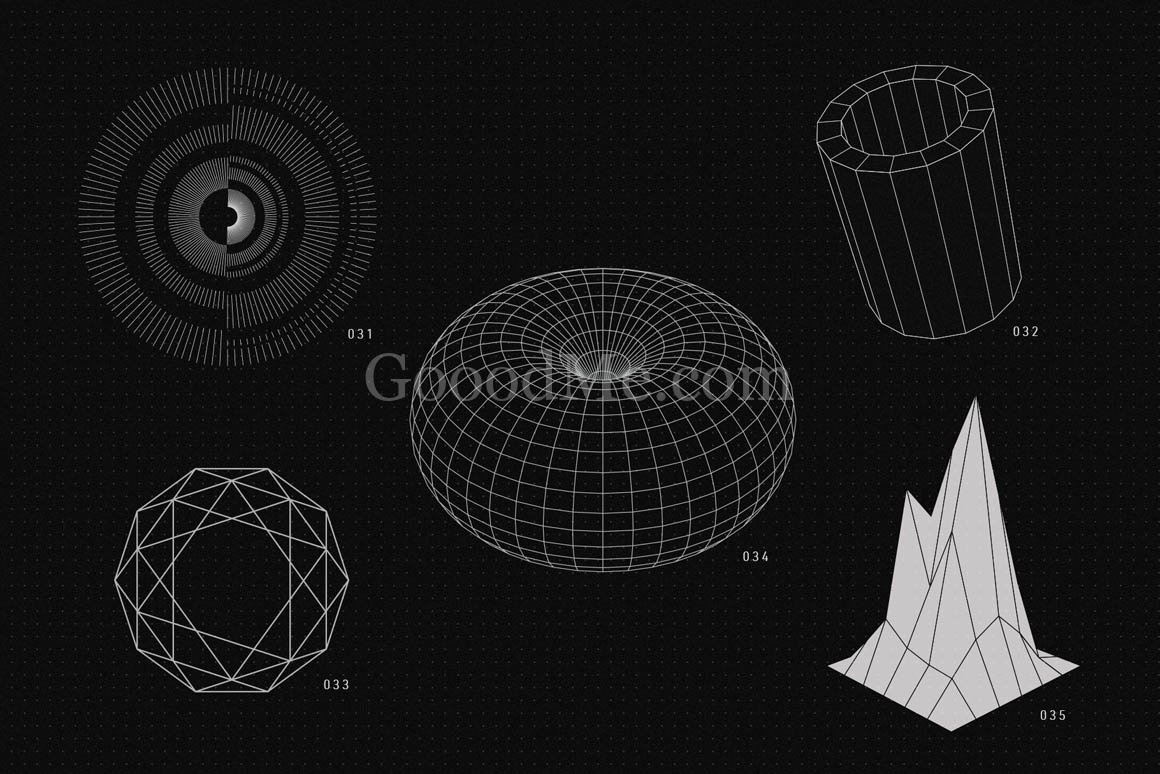 200款潮流抽象几何形状矢量艺术装饰图形设计套件200 Vector Shapes-1429-