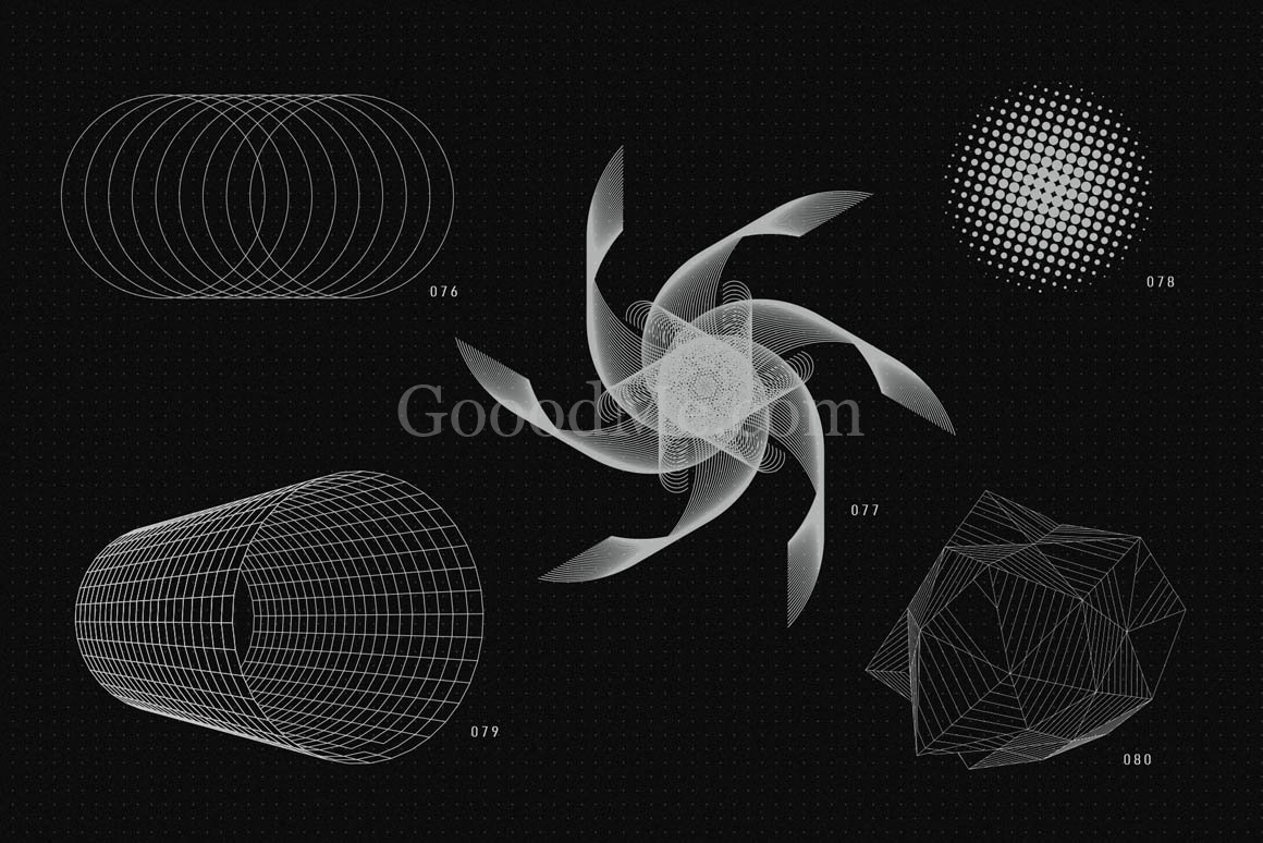 200款潮流抽象几何形状矢量艺术装饰图形设计套件200 Vector Shapes-1429-