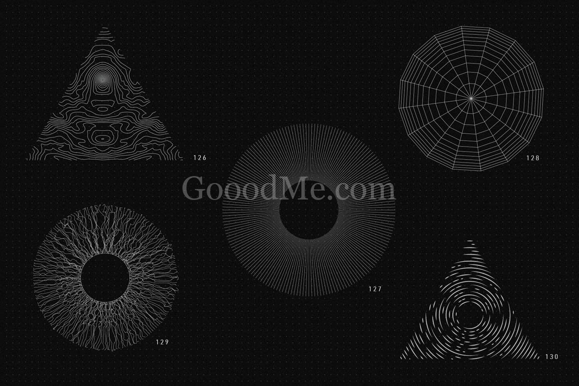 200款潮流抽象几何形状矢量艺术装饰图形设计套件200 Vector Shapes-1429-