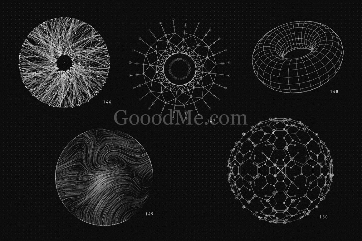 200款潮流抽象几何形状矢量艺术装饰图形设计套件200 Vector Shapes-1429-