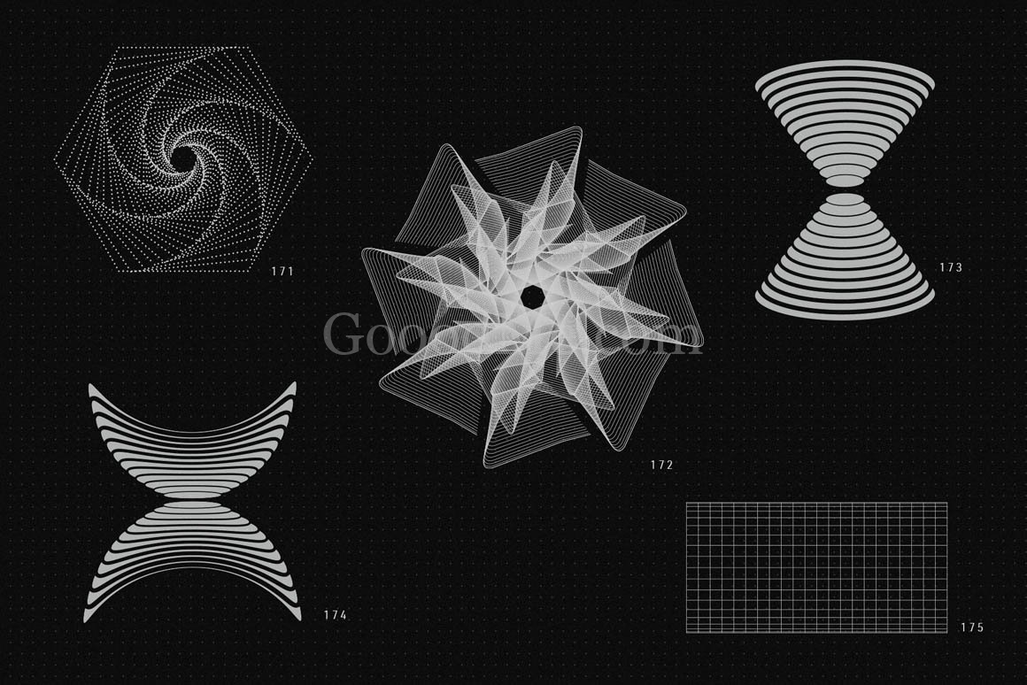 200款潮流抽象几何形状矢量艺术装饰图形设计套件200 Vector Shapes-1429-