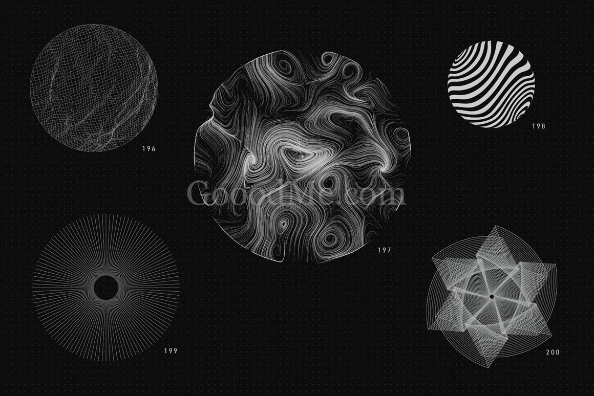 200款潮流抽象几何形状矢量艺术装饰图形设计套件200 Vector Shapes-1429-