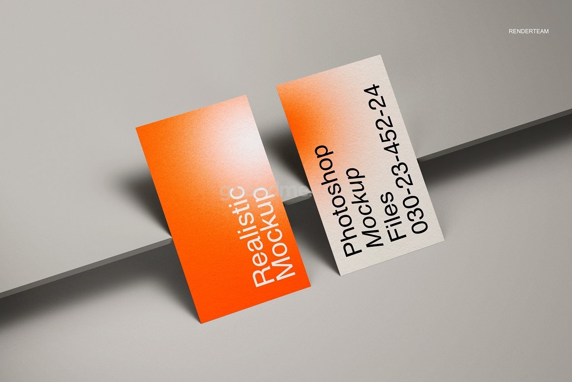 659 时尚极简质感商业名片卡片设计作品贴图Ps样机素材场景展示模板 Business Card Mockup