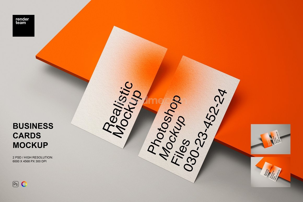 659 时尚极简质感商业名片卡片设计作品贴图Ps样机素材场景展示模板 Business Card Mockup