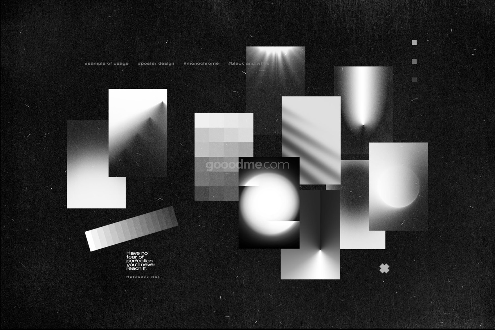 666 酸性黑白渐变模糊艺术抽象网格几何图形海报背景底纹图片设计素材 Inartflow – Graphics Pack