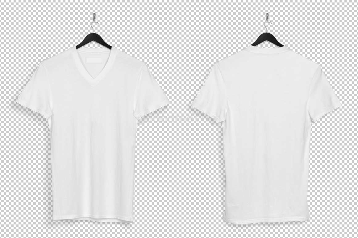 0242 可商用男士V领T恤样机 Hanging T Shirt Mockup