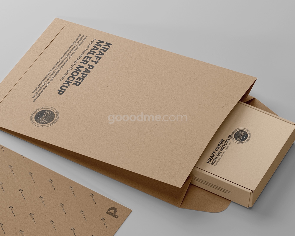 0244 可商用牛皮纸信封快递包装样机 kraft paper mailer mockup