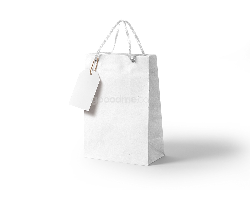 0245 可商用牛皮纸纸袋手提袋带吊牌标签样机 kraft paper gift bag mockup