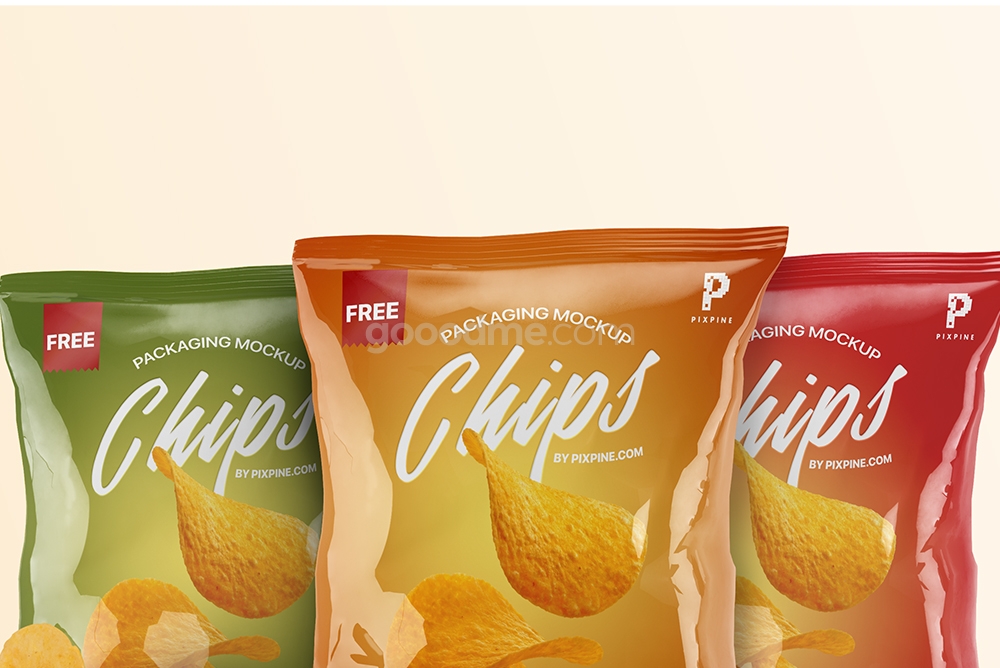 0248 可商用膨化薯片零食包装样机 chips bag packaging mockup