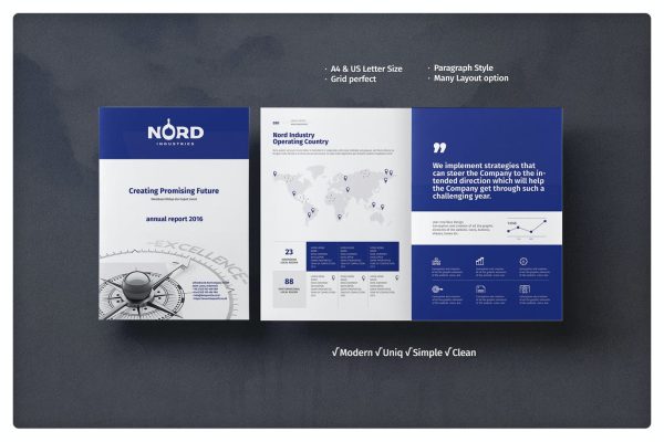 蓝白色简洁现代品牌手册画册楼书设计模板素材