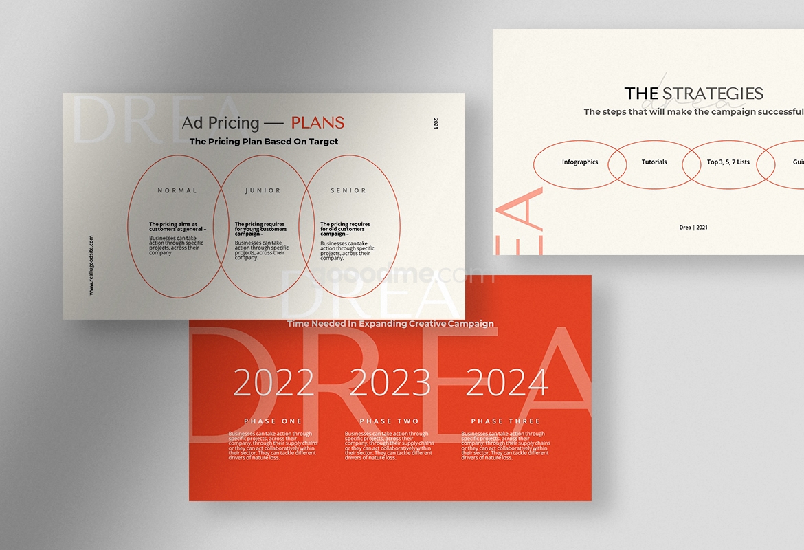 676 实用的创意活动PowerPoint幻灯片PPT模板Drea – Creative Campaign Presentation Pitch Deck