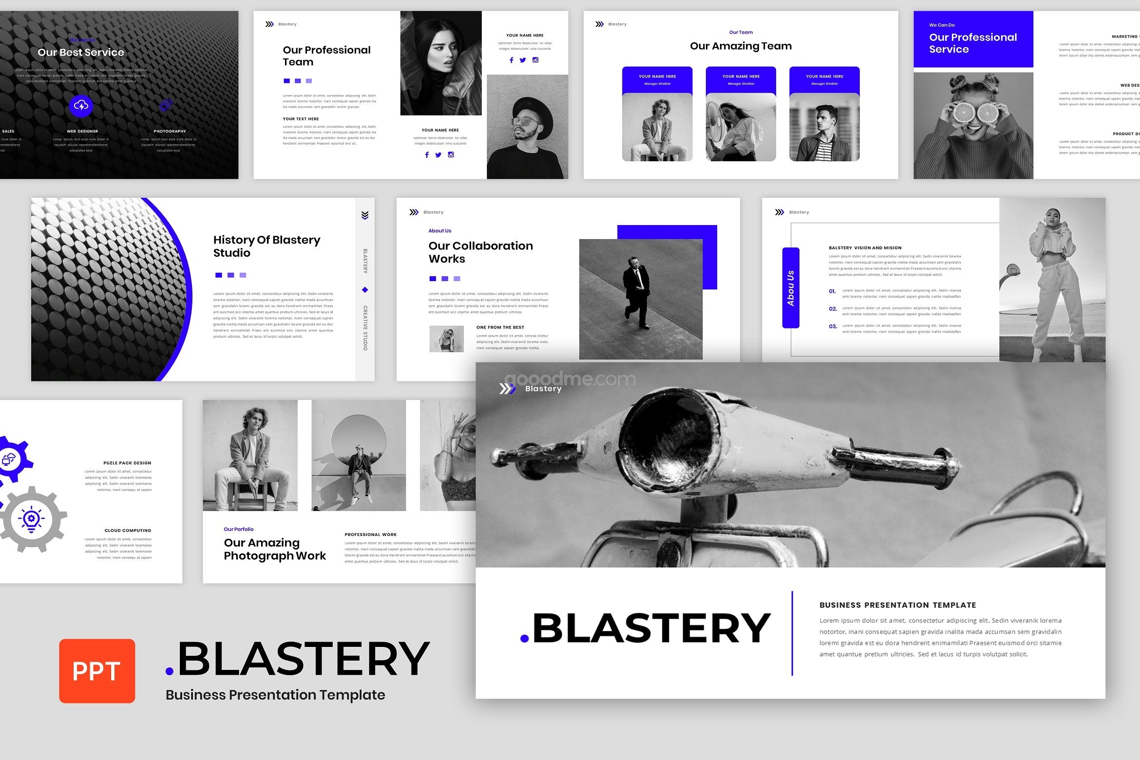 677 多用途时尚创意的商业演示ppt演示模板Blastery – Business Presentation PowerPoint