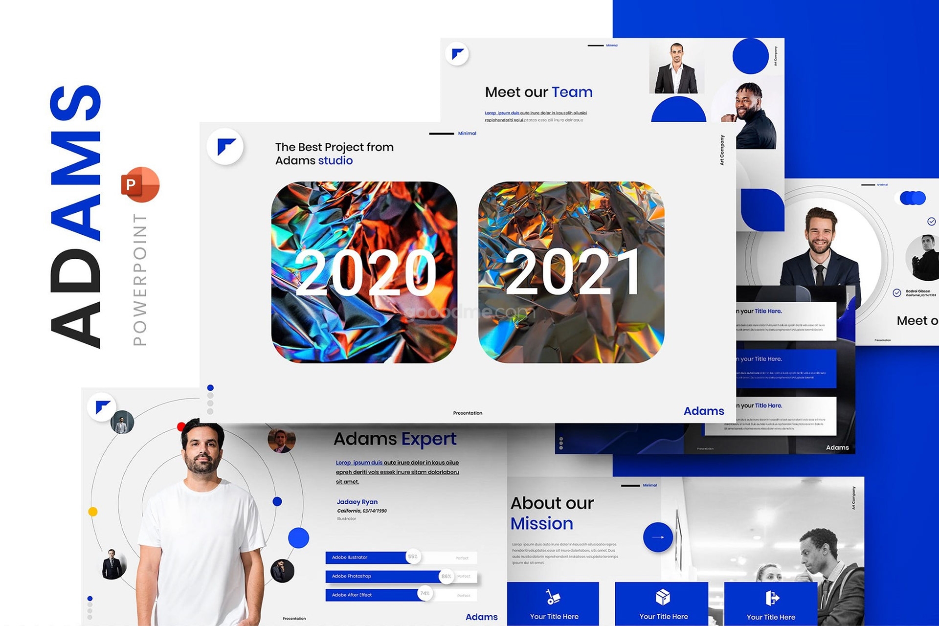 683 公司介绍工作总结PPT模板Adams – Business PowerPoint Template