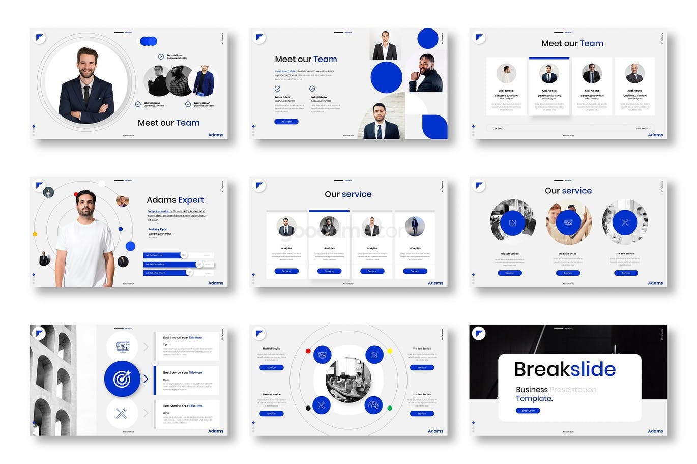 683 公司介绍工作总结PPT模板Adams – Business PowerPoint Template