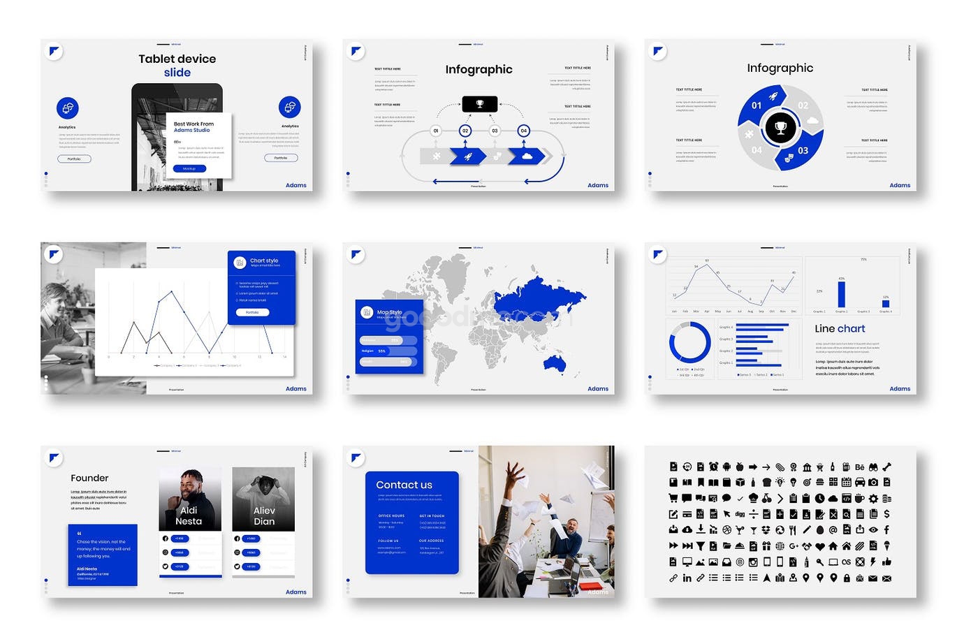 683 公司介绍工作总结PPT模板Adams – Business PowerPoint Template