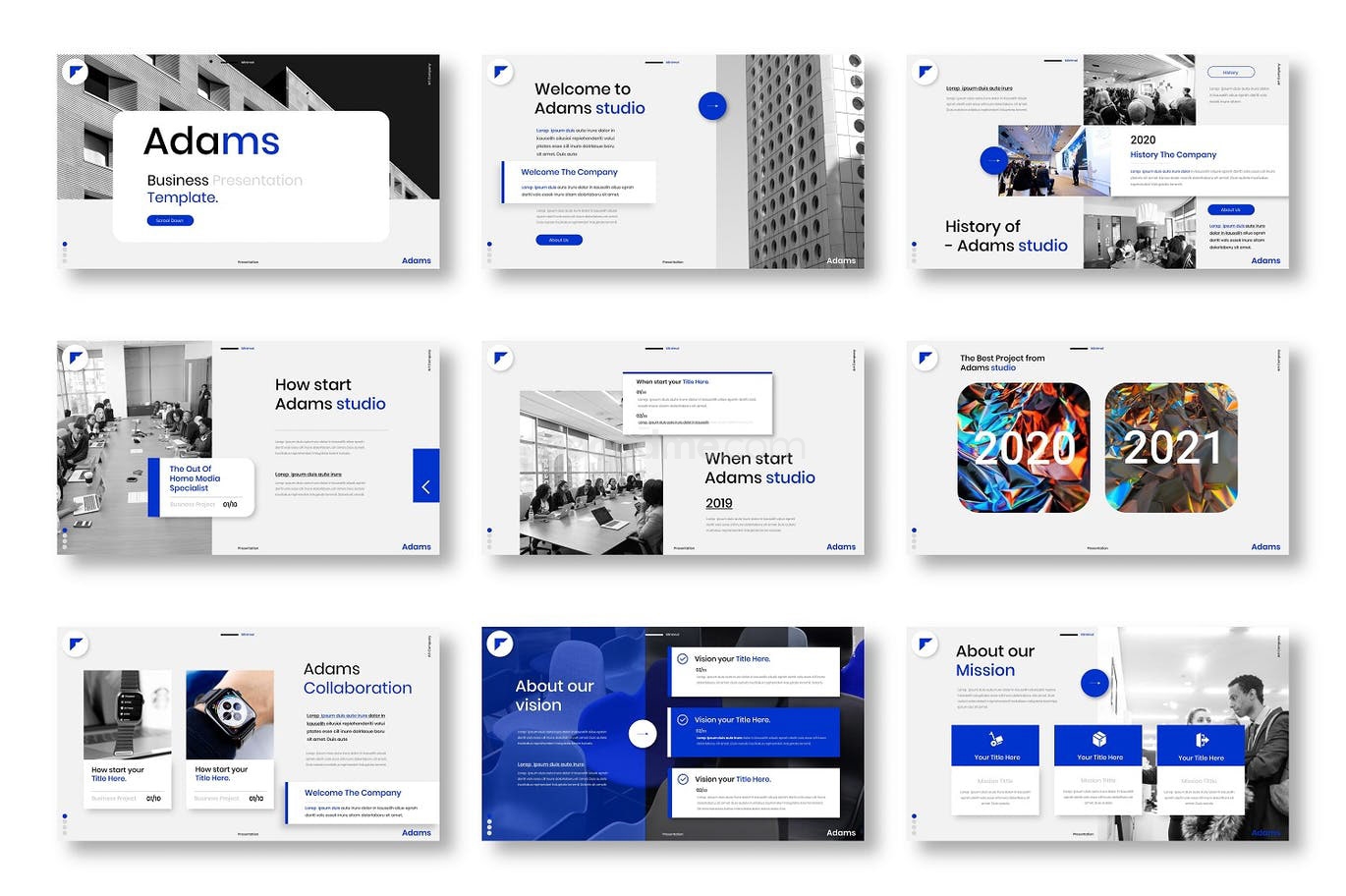 683 公司介绍工作总结PPT模板Adams – Business PowerPoint Template