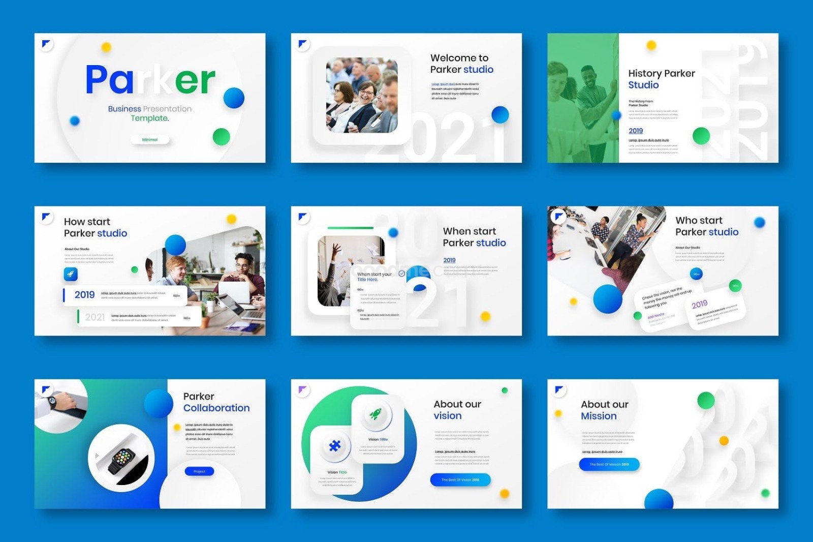 684 多用途创意设计的PPT模板Parker – Business PowerPoint Template