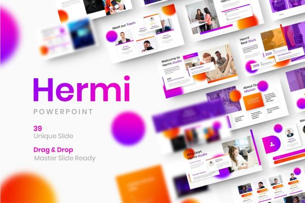685 紫橙色多用途商务PPT演示模板Hermi – Business PowerPoint Template