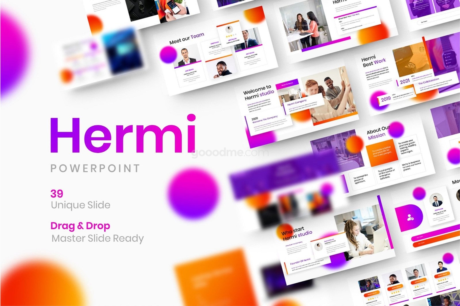685 紫橙色多用途商务PPT演示模板Hermi – Business PowerPoint Template