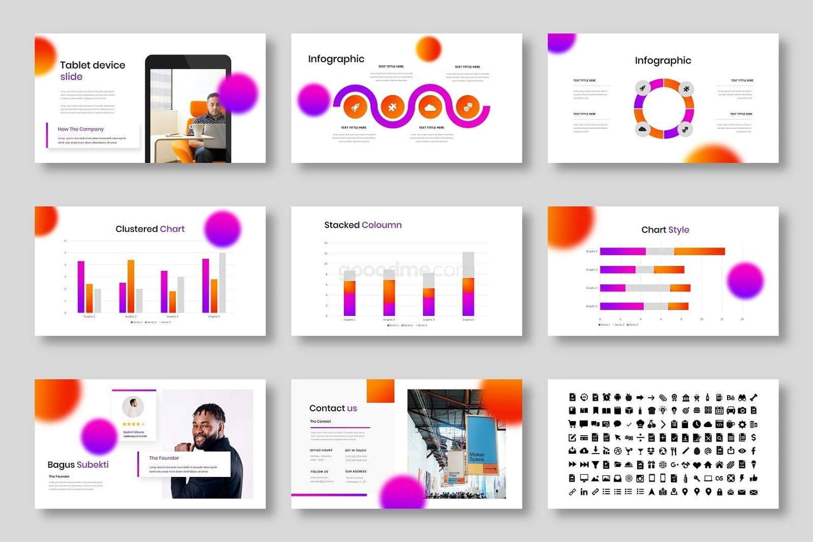 685 紫橙色多用途商务PPT演示模板Hermi – Business PowerPoint Template