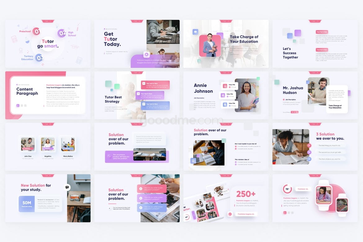 696 创意家教辅导相关的ppt模板Tutor Creative Education PowerPoint Template