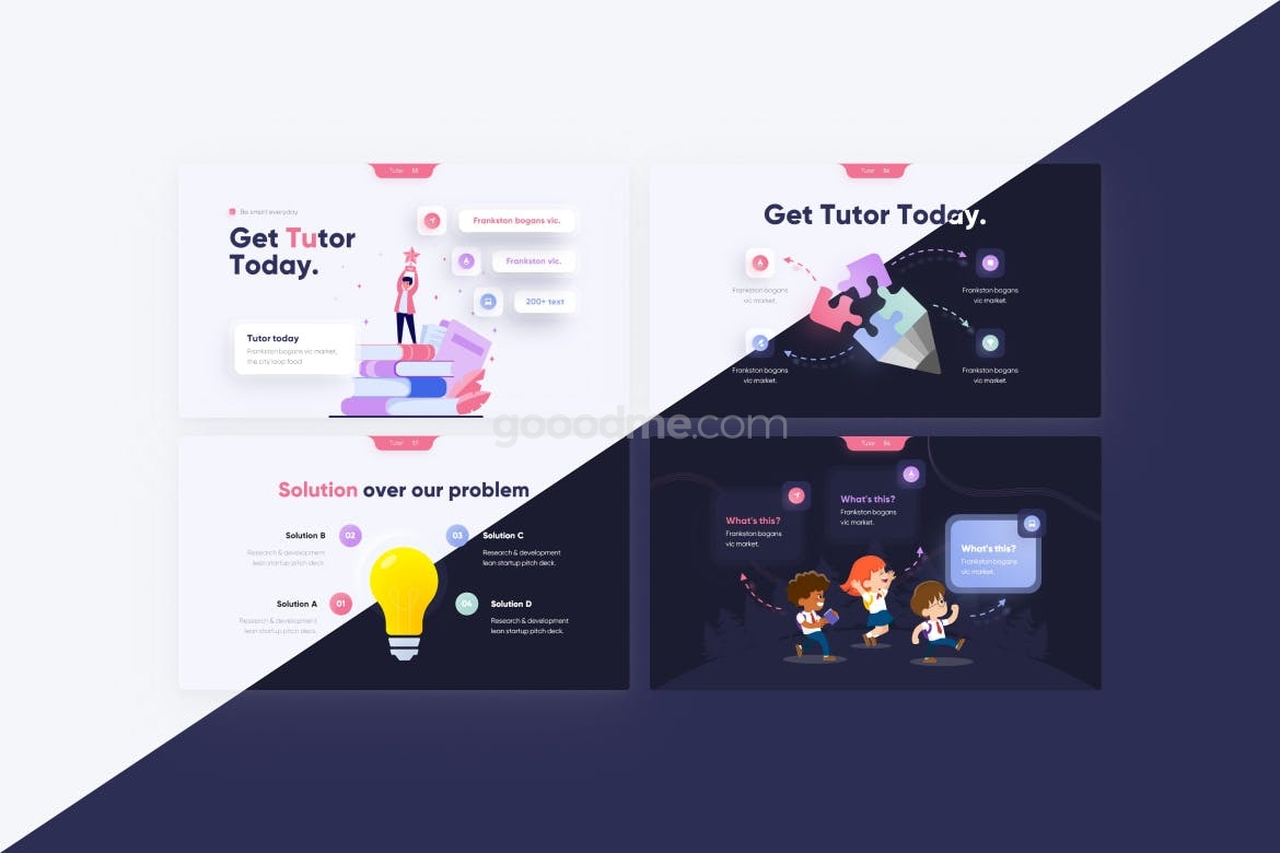 696 创意家教辅导相关的ppt模板Tutor Creative Education PowerPoint Template