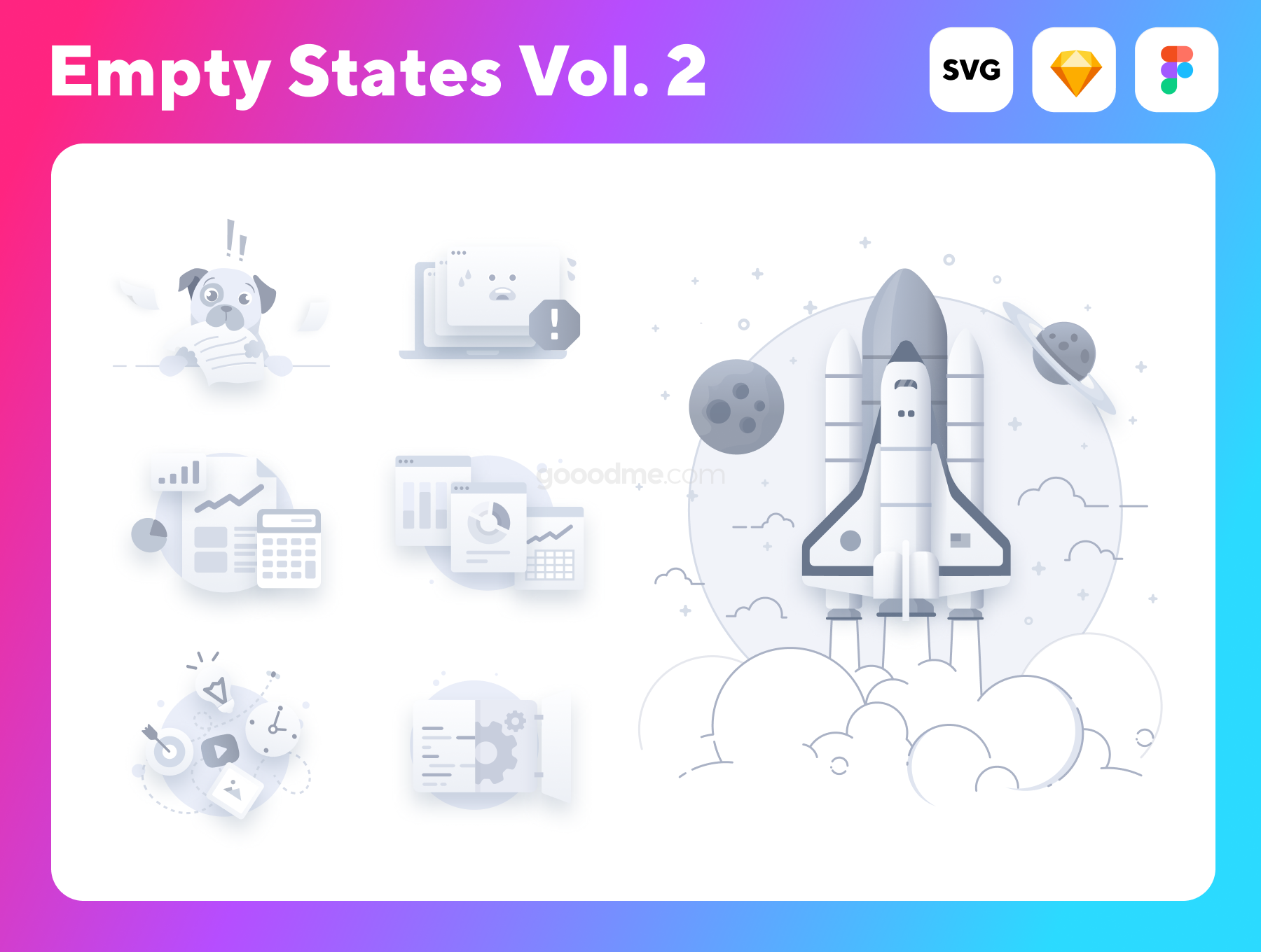 160款网站APP空状态404(Empty States)页面插图图标Empty State Icons 2