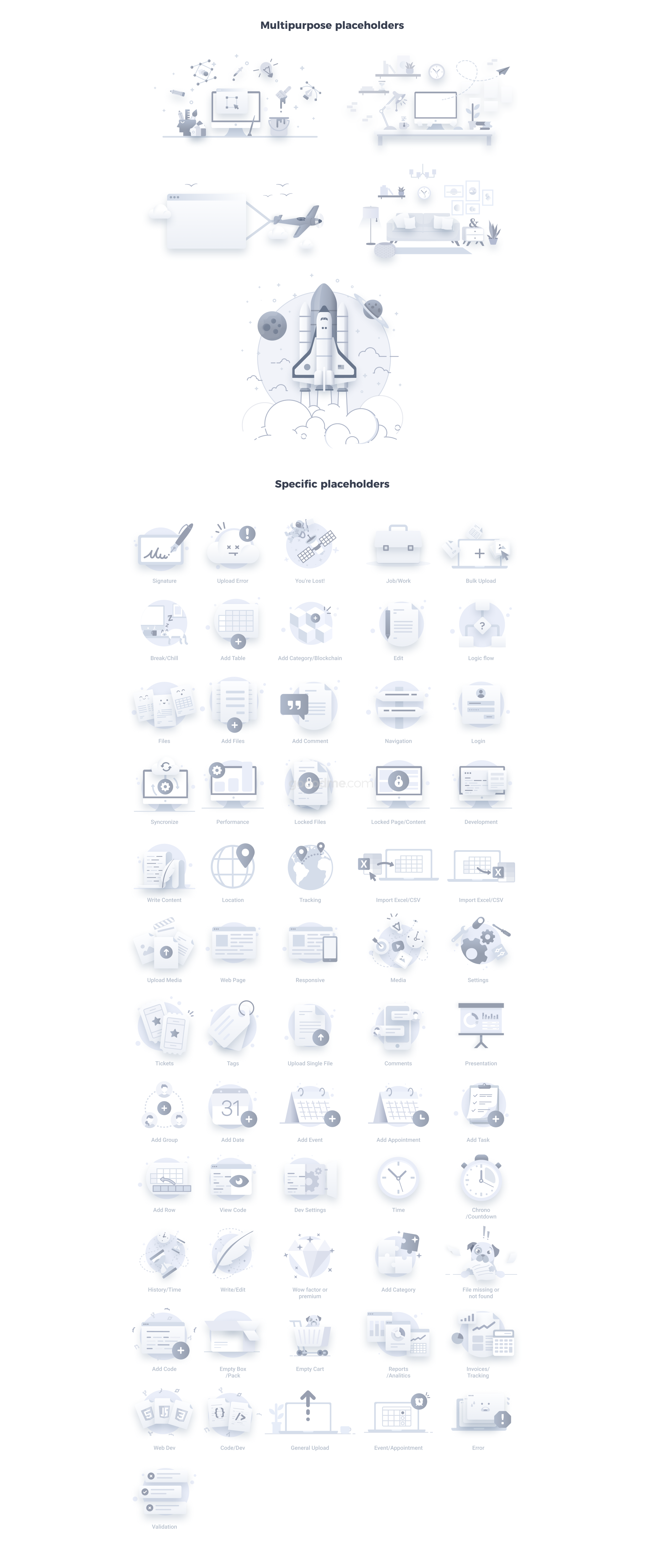 160款网站APP空状态404(Empty States)页面插图图标Empty State Icons 2
