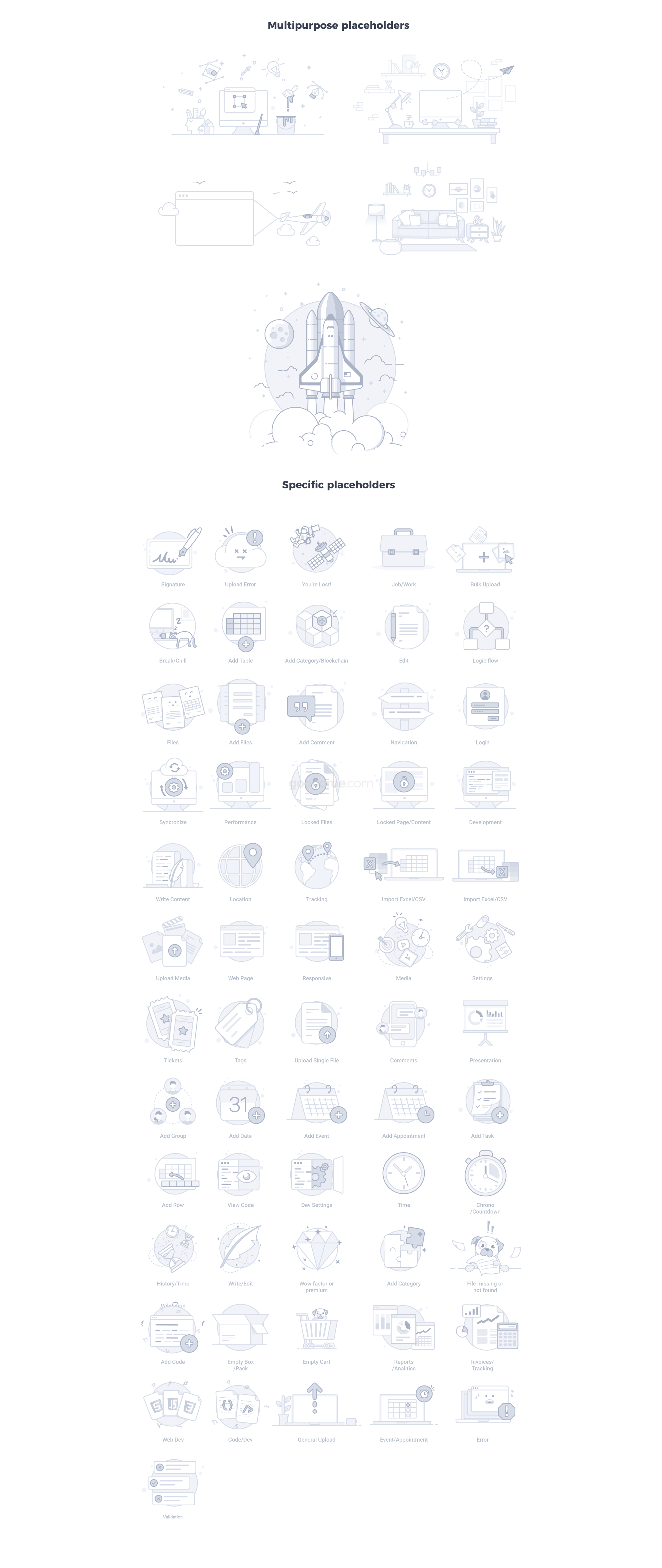 160款网站APP空状态404(Empty States)页面插图图标Empty State Icons 2