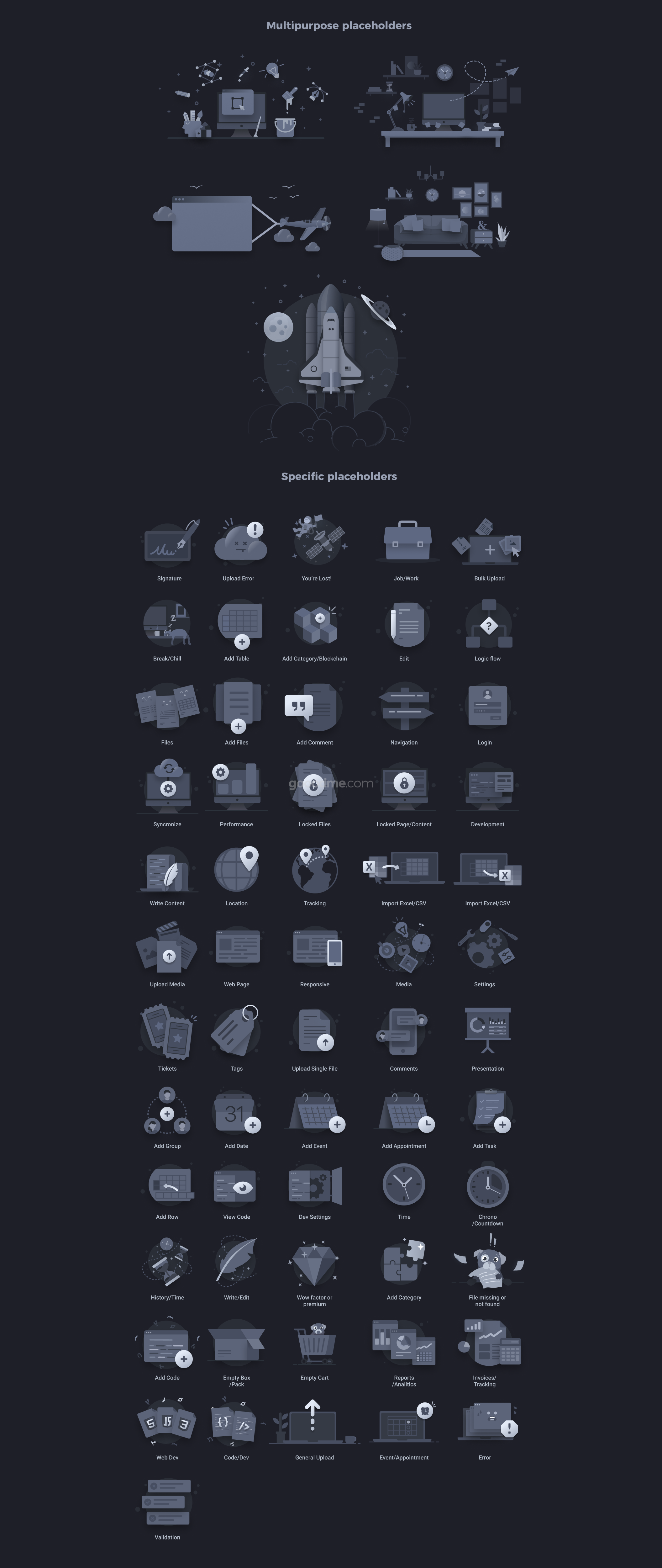 160款网站APP空状态404(Empty States)页面插图图标Empty State Icons 2