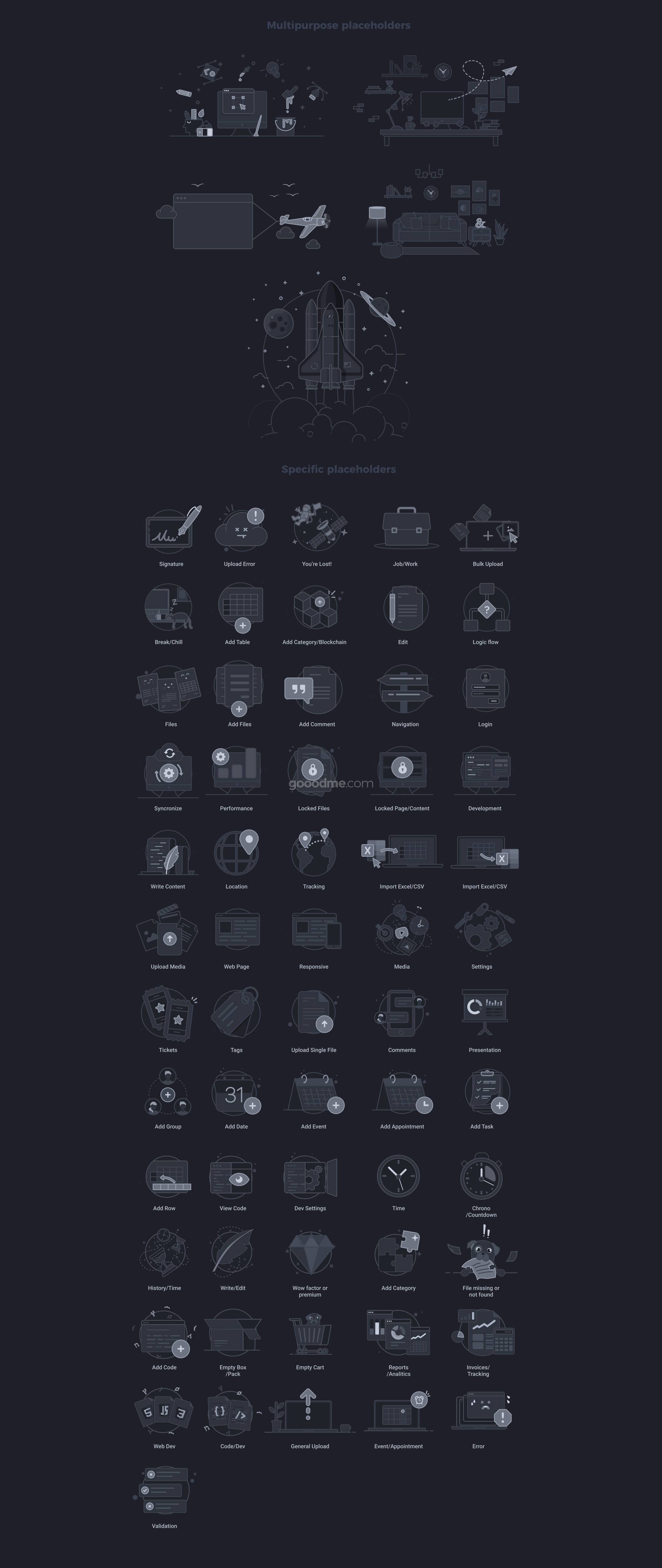 160款网站APP空状态404(Empty States)页面插图图标Empty State Icons 2