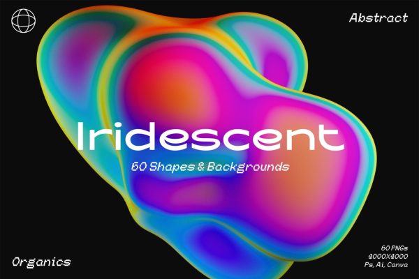 高级感不规则3D立体彩色液态抽象图形素材合集 iridescent-3d-organic-shapes