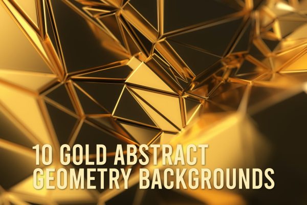 4K分辨率10个高品质的土豪金色背景底纹纹理集合 gold-abstract-geometry-backgrounds