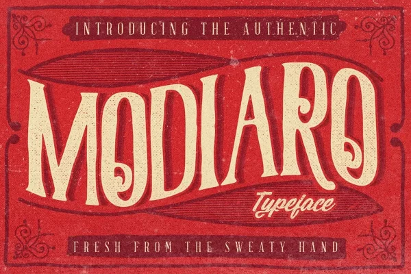 老式手工旋纹logo设计装饰英文字体 Modiaro vintage branding logo font