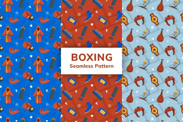 运动拳击擂台无缝图案背景素材 Boxing Seamless Pattern