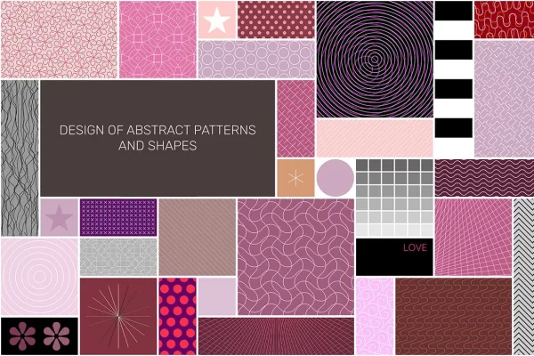 一套抽象图案无缝背景设计矢量素材 Abstract Patterns Seamless Design vector artwork