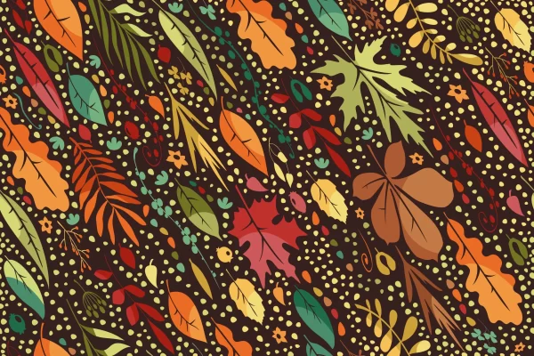 森林树叶背景无缝图案矢量背景素材 Leaf Fall Pattern